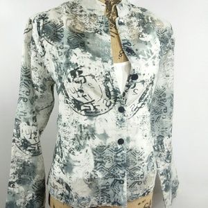 CHICO'S 100% LINEN SHEER JACKET/BLAZER